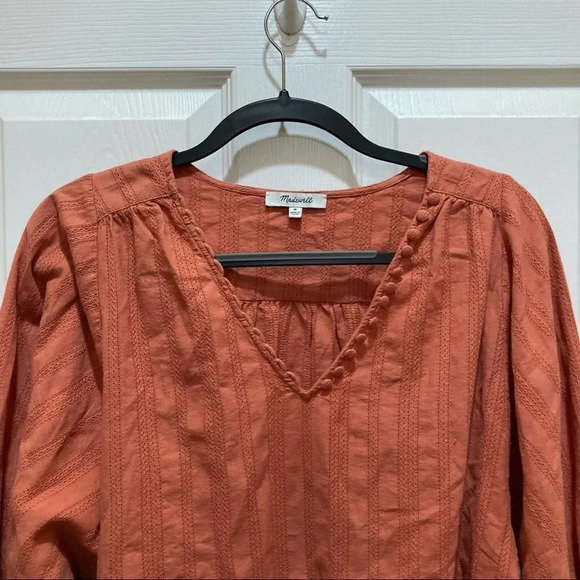 MADEWELL Raglan Peasant Top Stripe Orange Medium - Picture 5 of 10